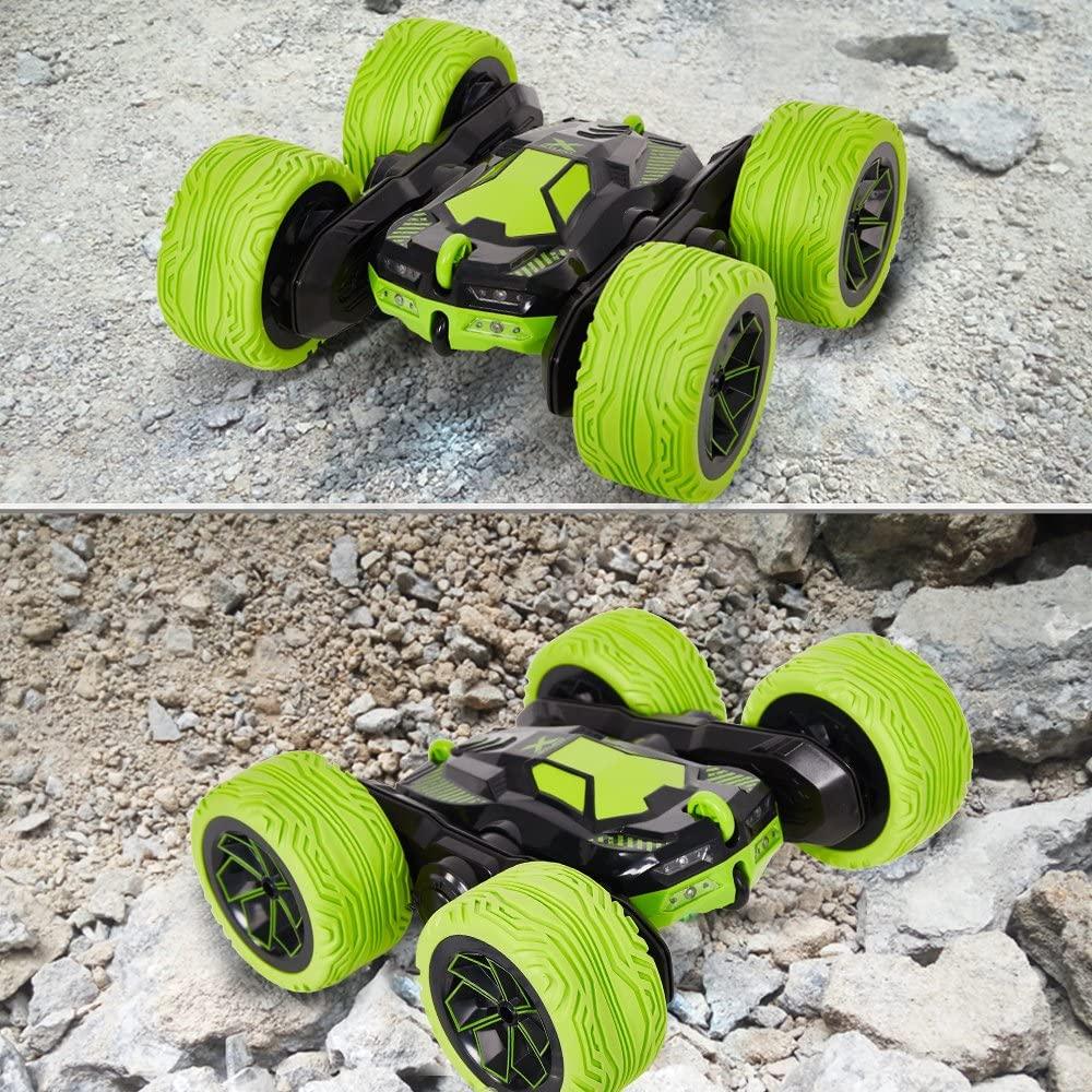 RC Cars Off-Road, 4WD Remote Control Monster Truck Rotate 360 Double Sided Race Car /Green - Luckyermore