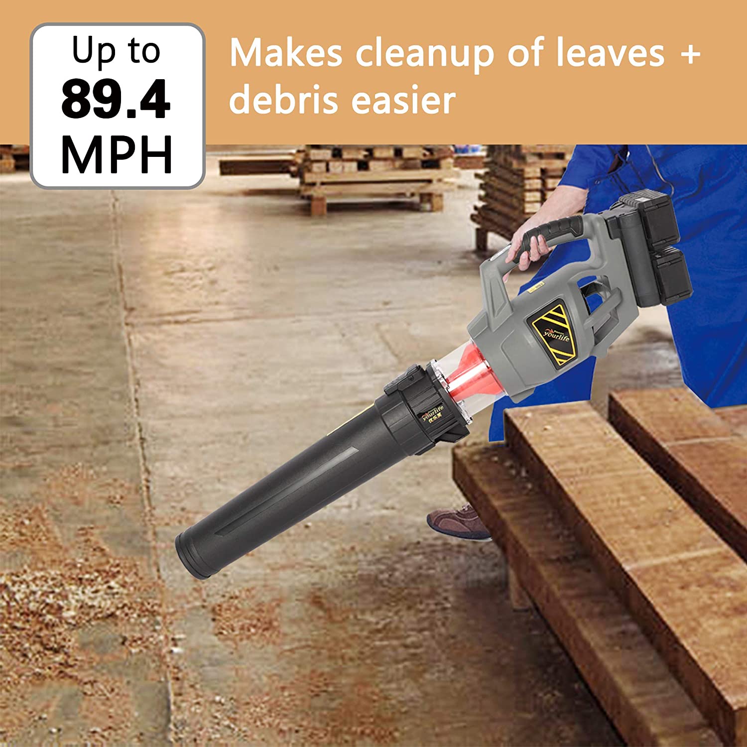 Cordless Leaf Blower Battery Powered Electric Leaf Blower 89 MPH Variable Speed 18000 RPM 40V Lithium Leaf Blower Cordless with Battery & Charger Garden Cleaning Garage Dusting - Luckyermore