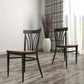 Set of 2 Kitchen Dining Chairs Wood Seat with Metal Legs Fully Assembled, Curve V Back