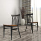 Set of 2 Kitchen Dining Chairs Wood Seat with Metal Legs Fully Assembled, Curve V Back