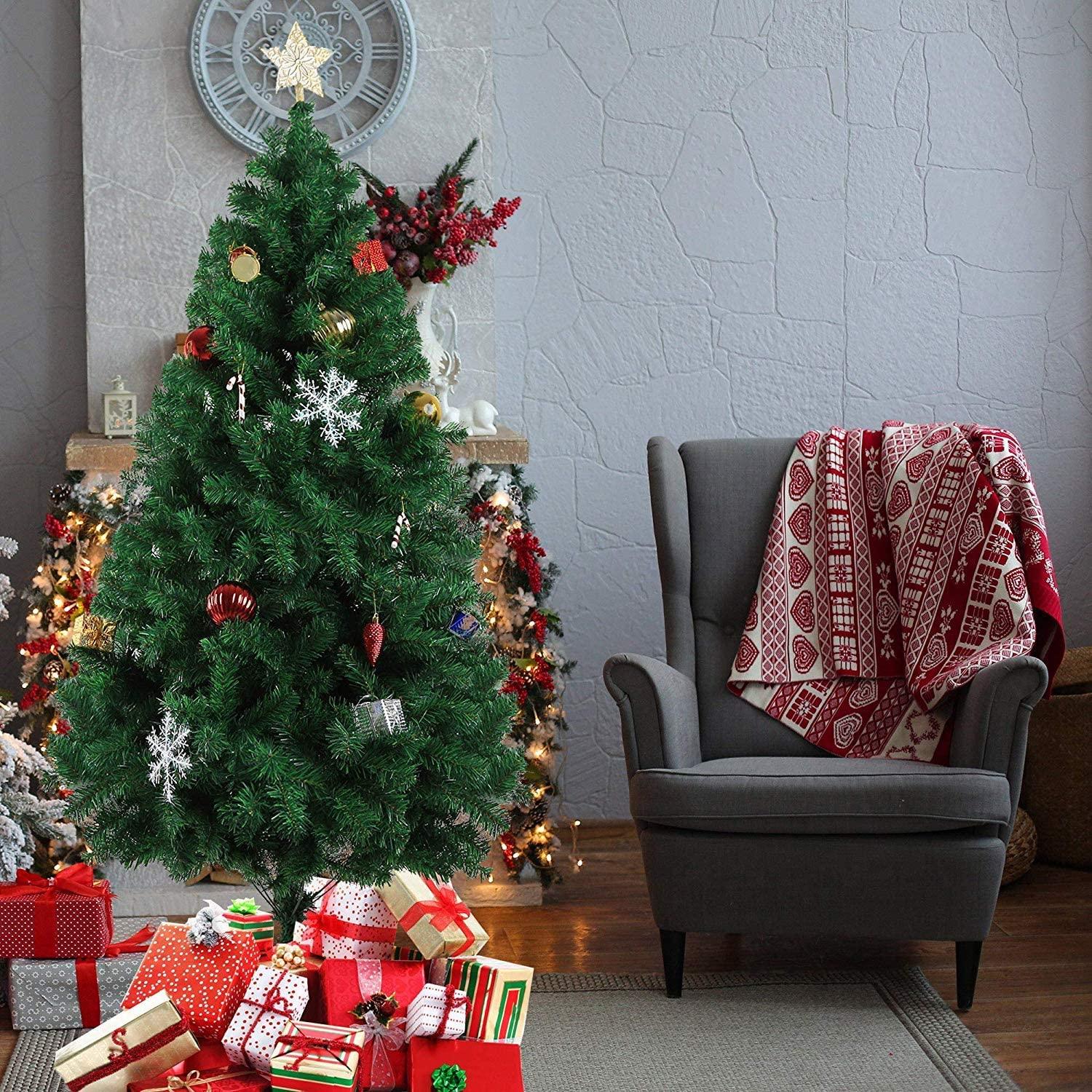 5ft Artificial Christmas Pine Tree Small Xmas Trees with 450 Branch Tips Holiday Decoration - Luckyermore