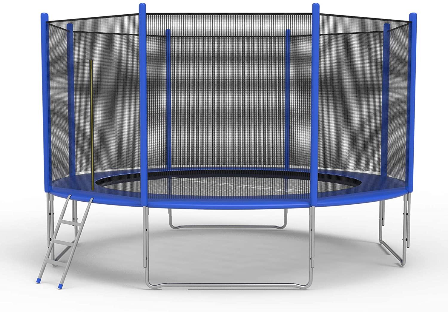 10 FT Recreational Trampoline with Safety Enclosure Net and Ladder and Spring Cover - Outdoor Backyard Bounce Jump Have Fun - Luckyermore
