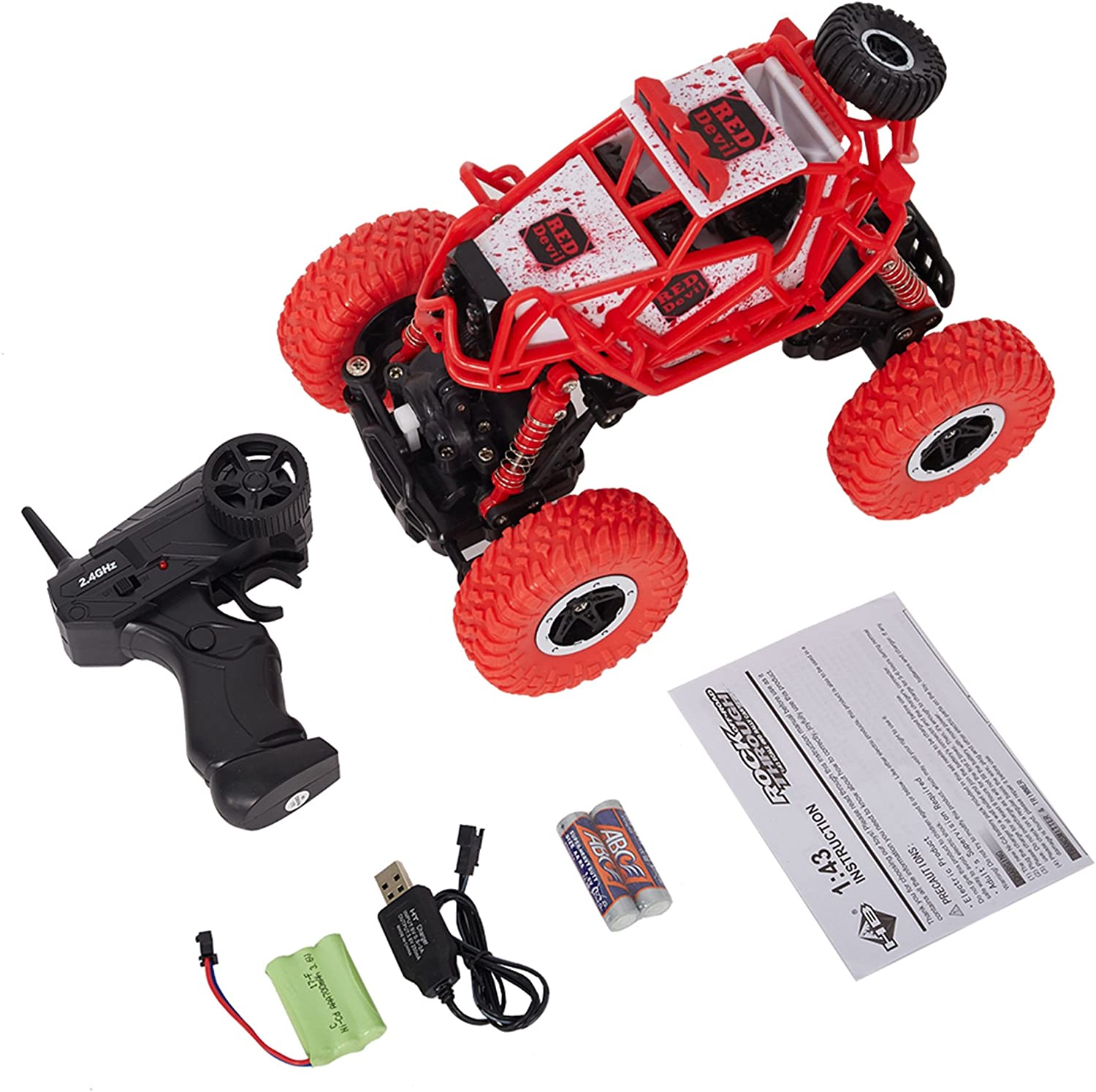 2.4Ghz 1:43 Dune Buggy Monster Truck Electric Hobby Fast Race Car with Rechargeable Battery Red