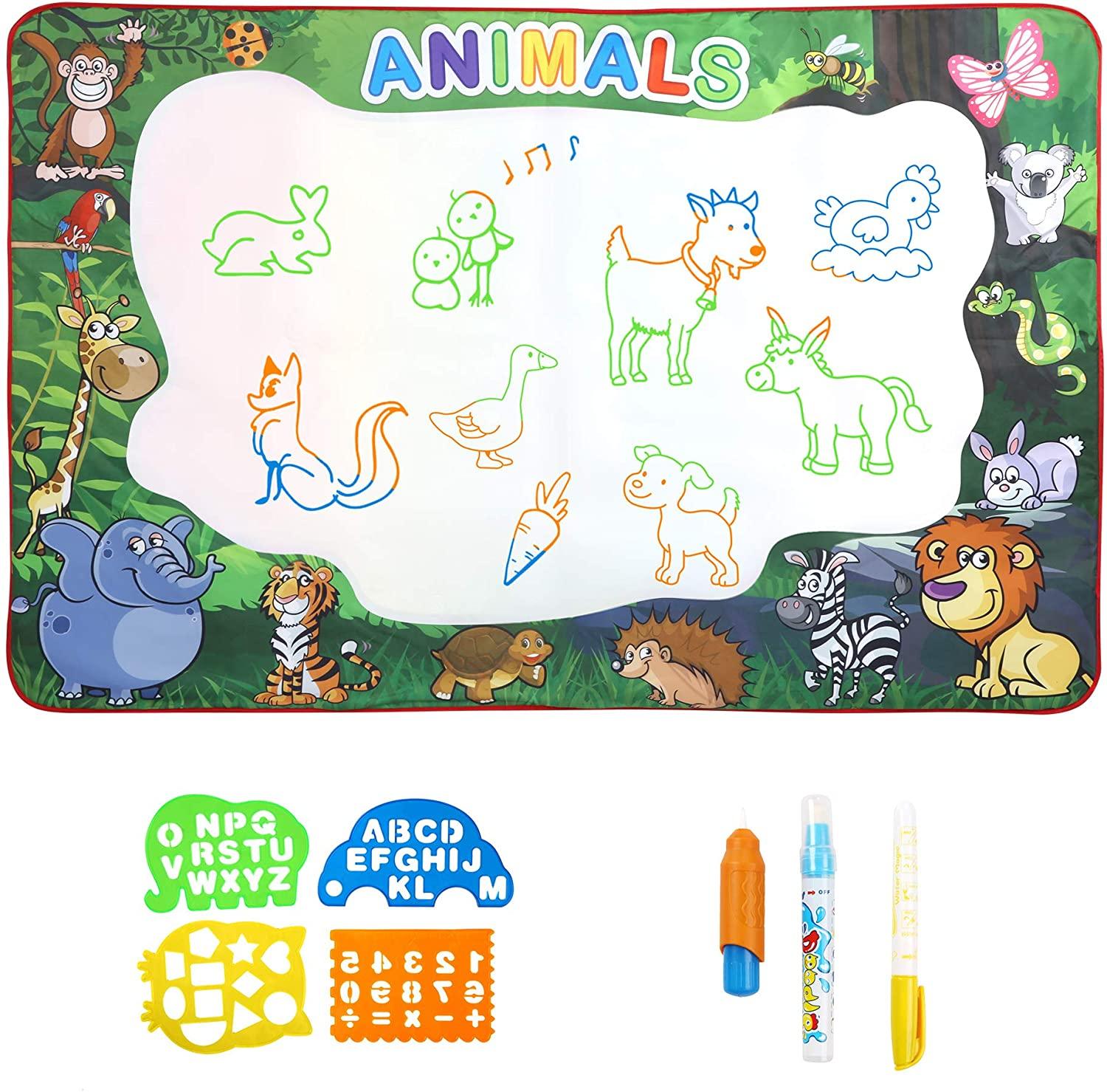 Water Doodle Mat 39 x 28 inches Water Colors Drawing Board for Children Educational Toys for Kids Boys Girls Age 3 4 5 6 7 8 Year Old