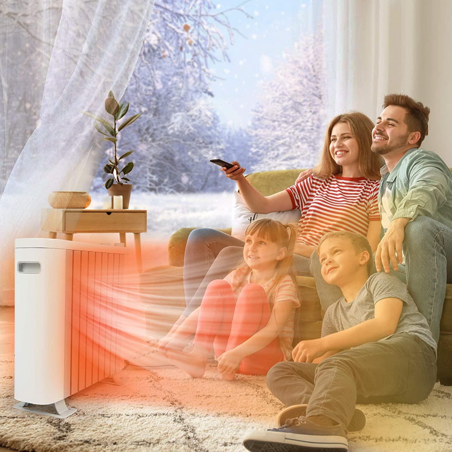 LUCKYERMORE 1000W Electric Space Heater with Silent Portable Adjustable Thermostat, 3 Heat Settings Convector Heater