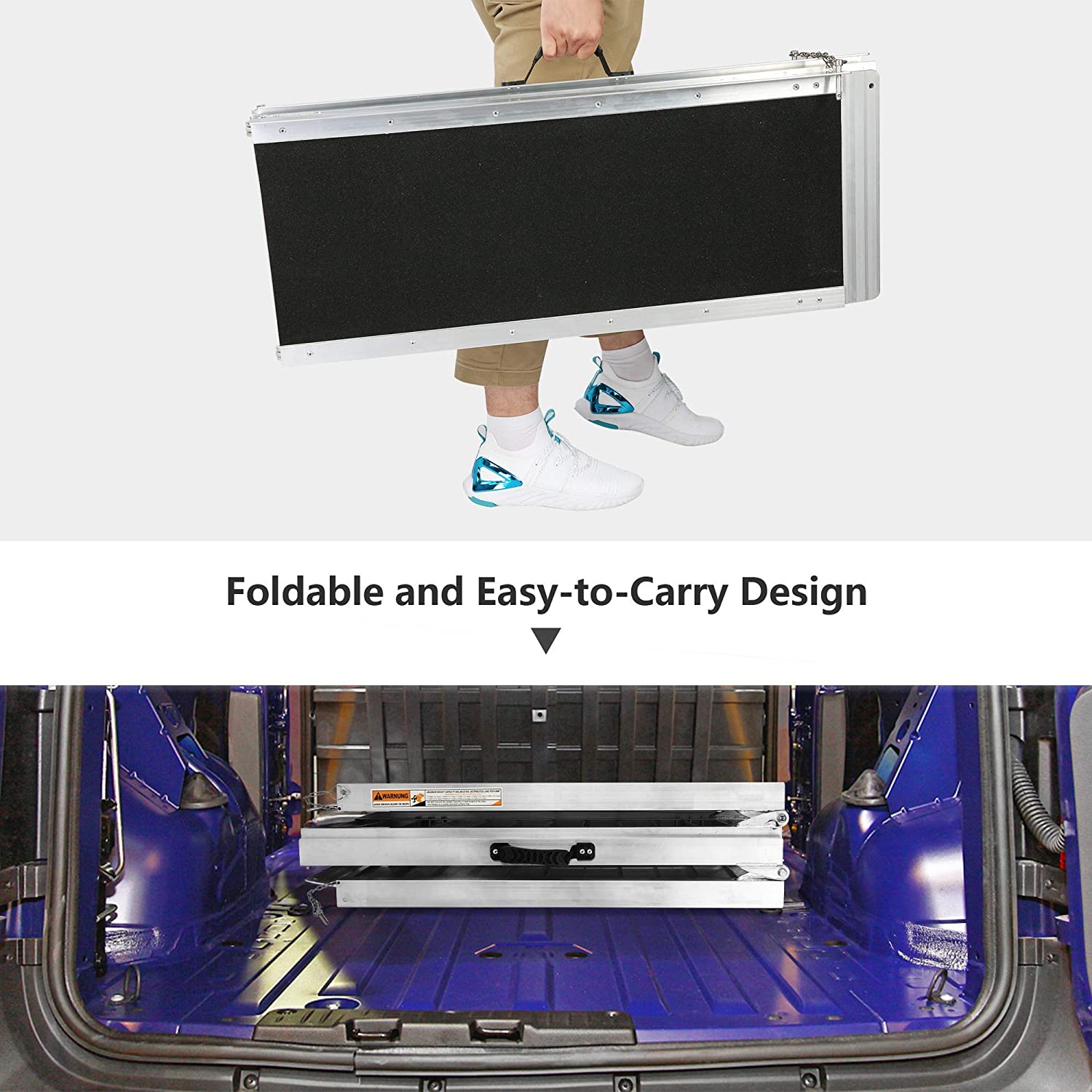 6ft Portable Ramp for Wheelchair Folding Aluminum Alloy Ramp with Handle - Luckyermore