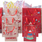 12 Pack Assorted Christmas Gift Bags with Small Medium Large Size, 4 Xmas Pattern Holiday Gift Bags with Tissue Paper, Bright