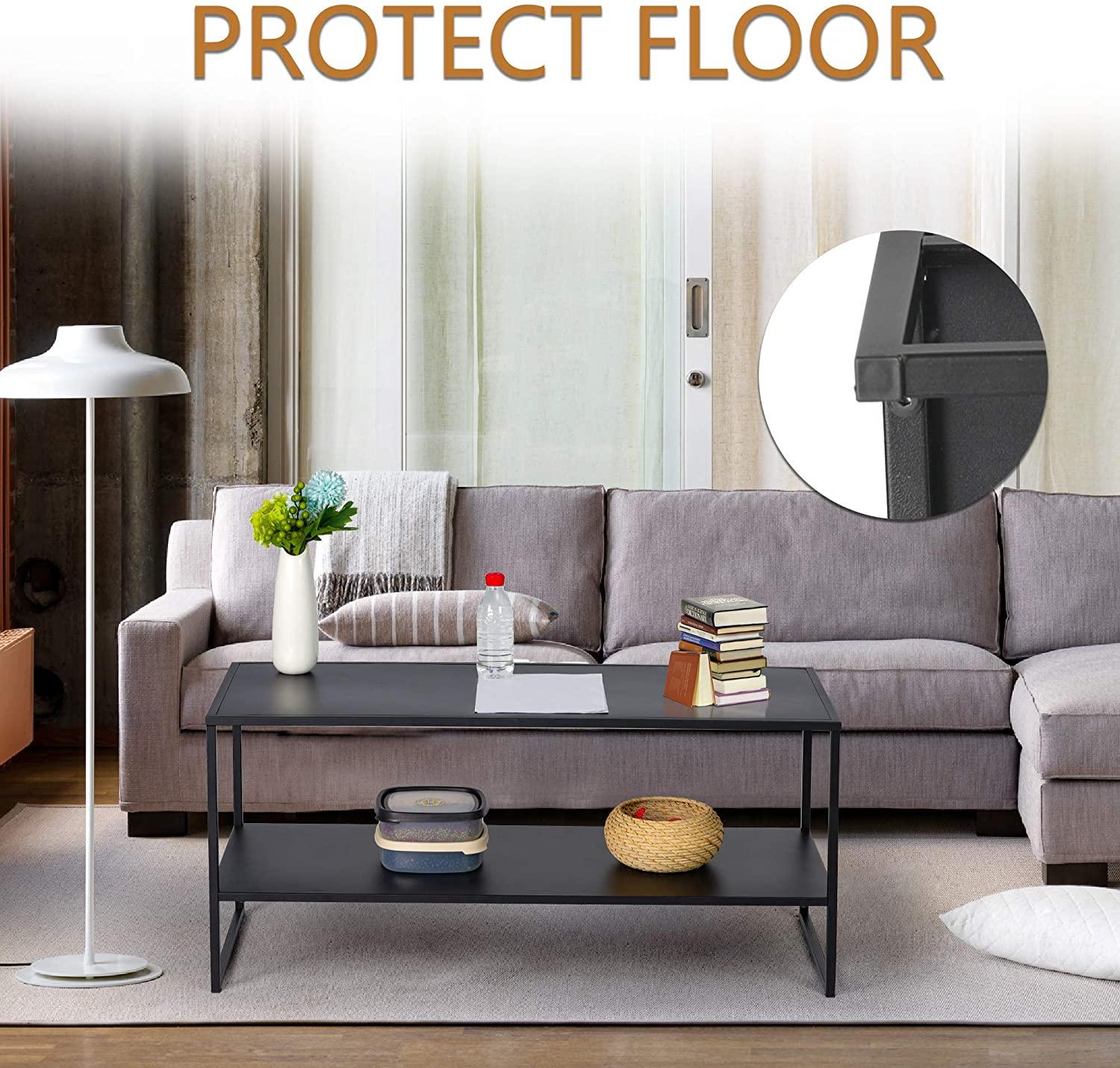 Simple Style Tea Table Modern Coffee Table with Metal Frame Light Weight Tea Table,Storage Shelf,44”L x 21”W x 18”H - Luckyermore