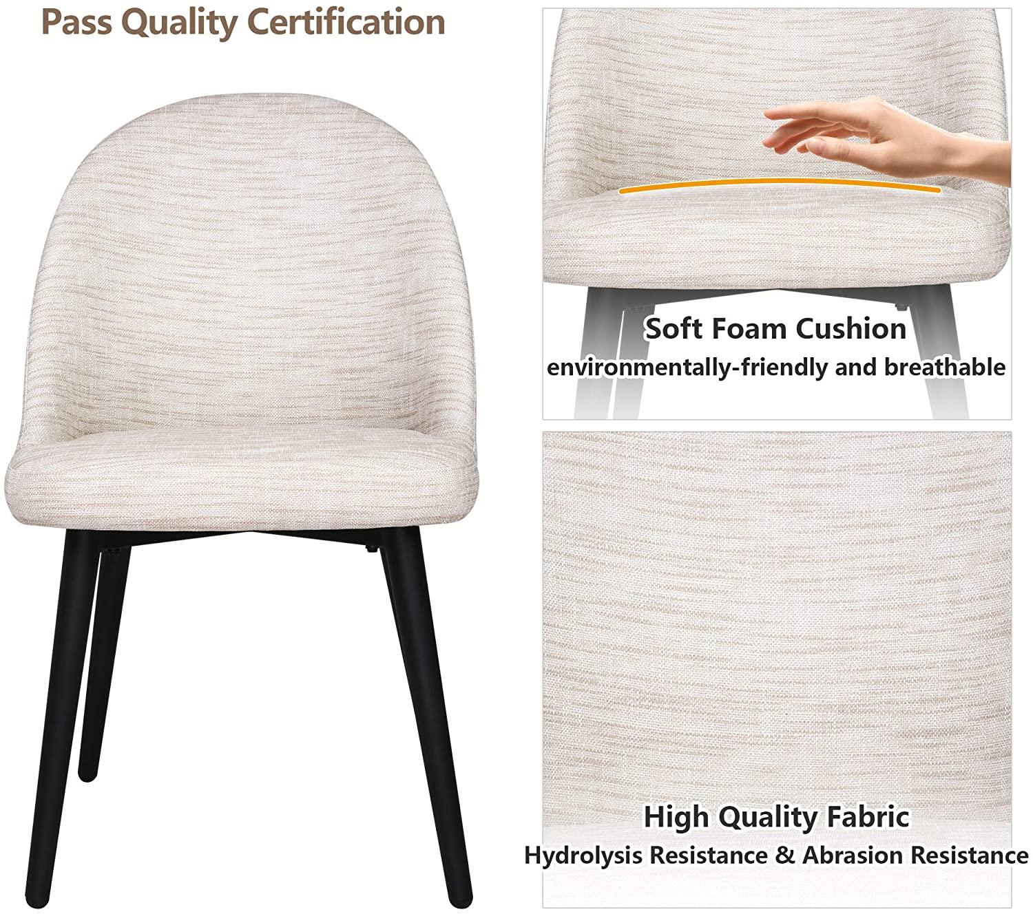 Elegant and Modern Dining Chair Set of 2, Metal Frame Comfortable and High Class Vinyl Seat, Water Repellent & Fire Retardant Suitable for Home and Restaurants, 400 lbs, White