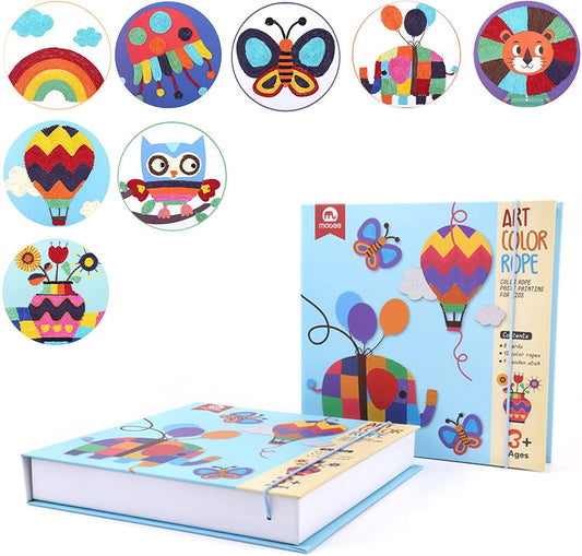 Mobee Color Rope Paste Painting Sticky Mosaics Kids 8 Cards DIY Art Crafts Creative Educational Toys