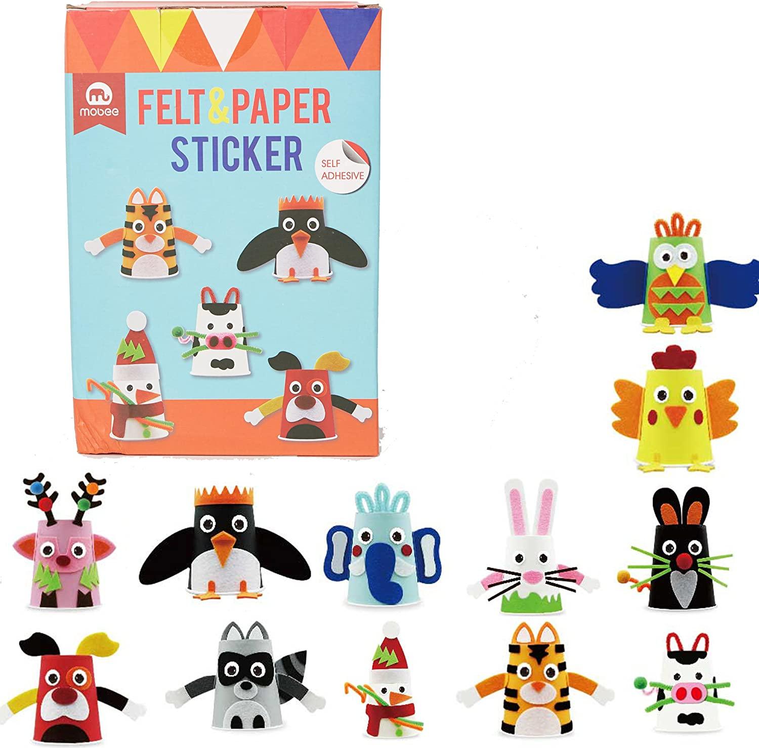 Mobee Felt Paper Cup Sticker DIY Craft Kits Paper Art Training Early Educatioanl Playing Toys Kids - Luckyermore