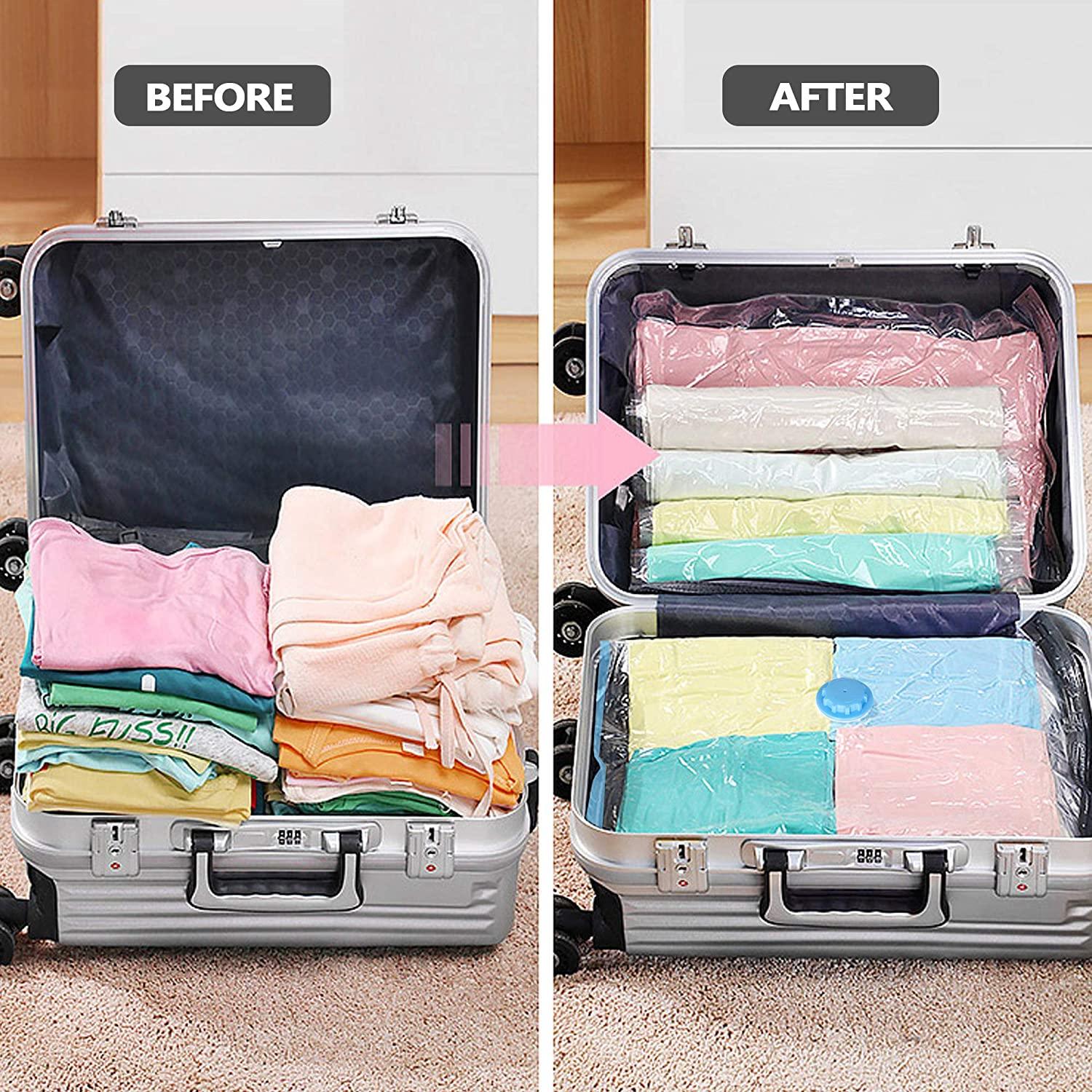 Vacuum Seal Bags Space-Saving Vacuum Storage Bags Includes 8 Compression Bags and Manual Pump,Small 19.7"x27.6 - Luckyermore