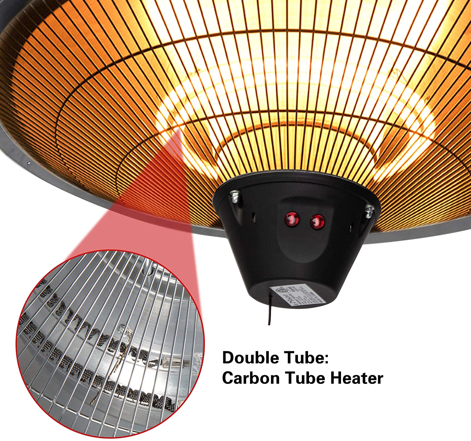 1500W Outdoor/Indoor Electric Patio Heater Hanging Infrared Patio Heater, 2 Adjustable Settings Waterproof