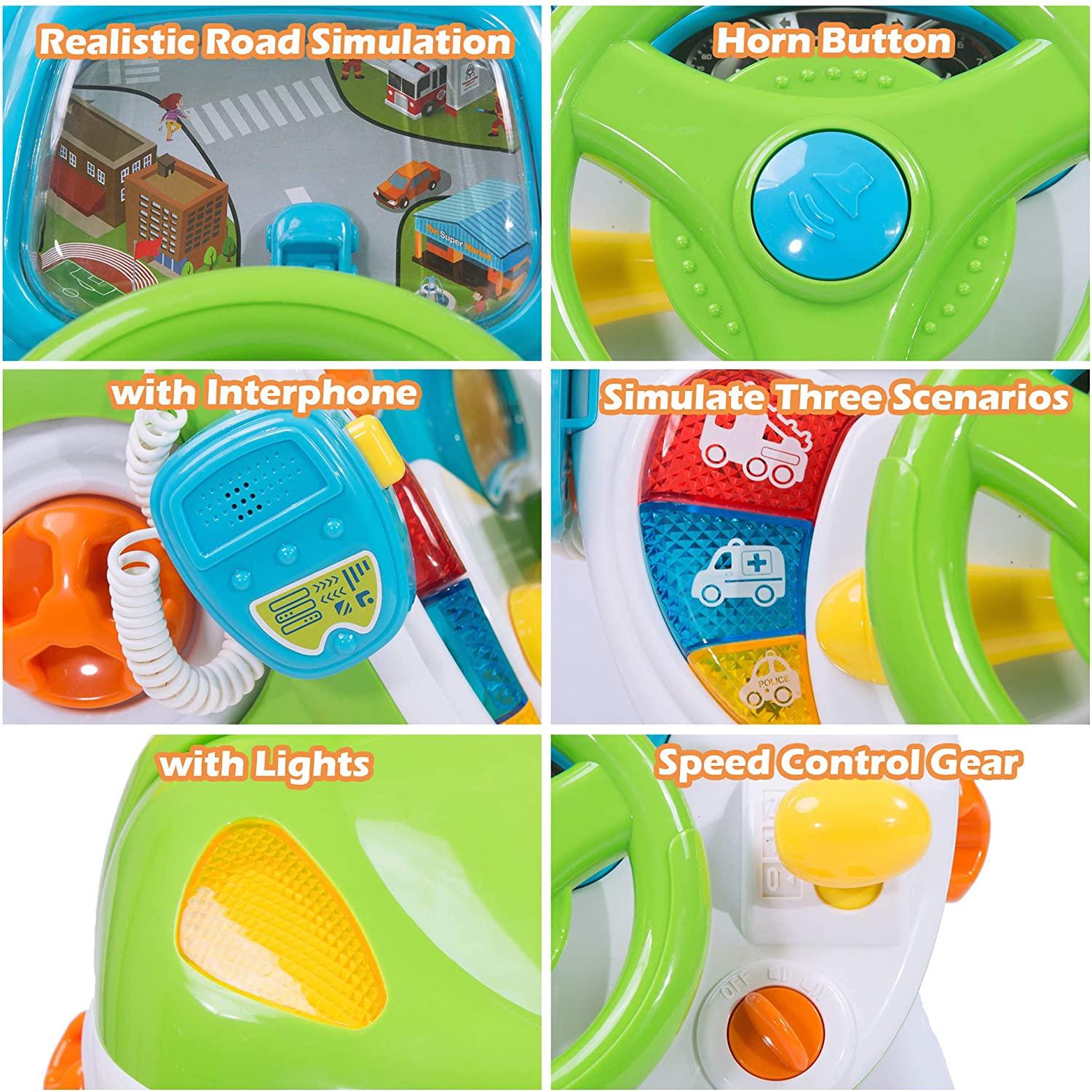 Kids Pretend Ride on Toy Steering Wheel Driving Car Simulate Toys for Toddlers - Luckyermore