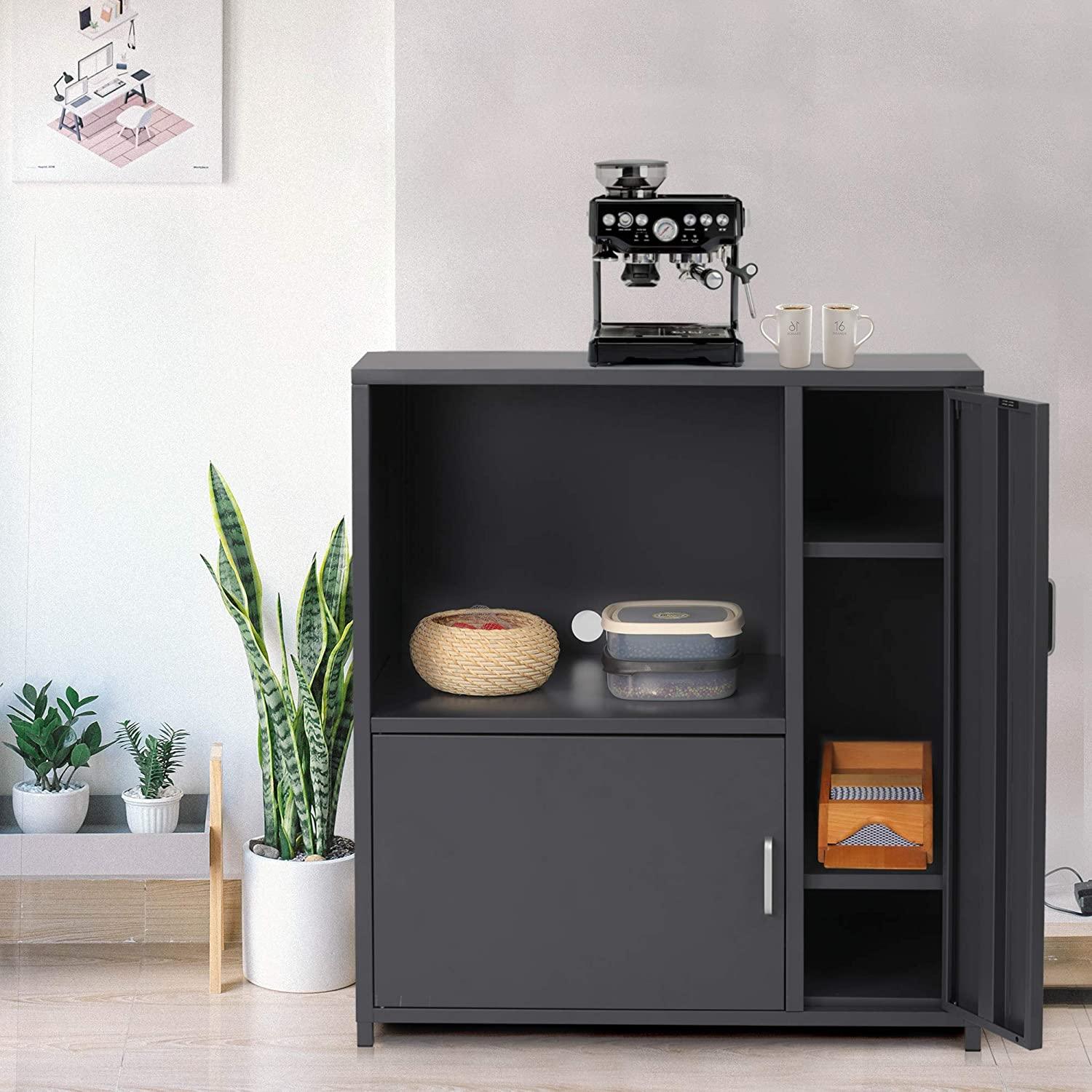 Microwave/Coffee Maker Storage Cabinet Adjustable Shelf Large Capacity Cabinet Multifunctional Utility Cabinet for Home and Office