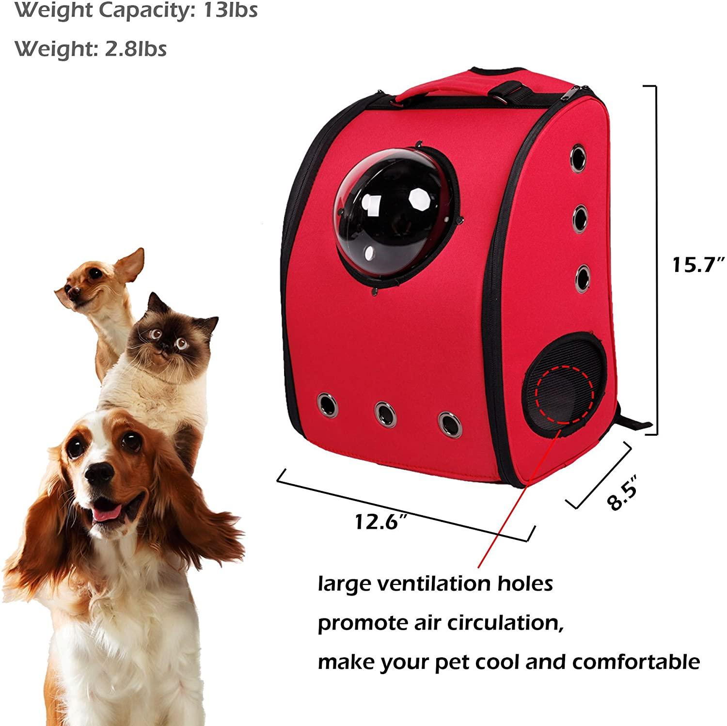 Dog Cat Carrier Backpack Pet Travel Bag Bubble Window Soft Airline Approved for Puppy Kitty, 5 Color - Luckyermore
