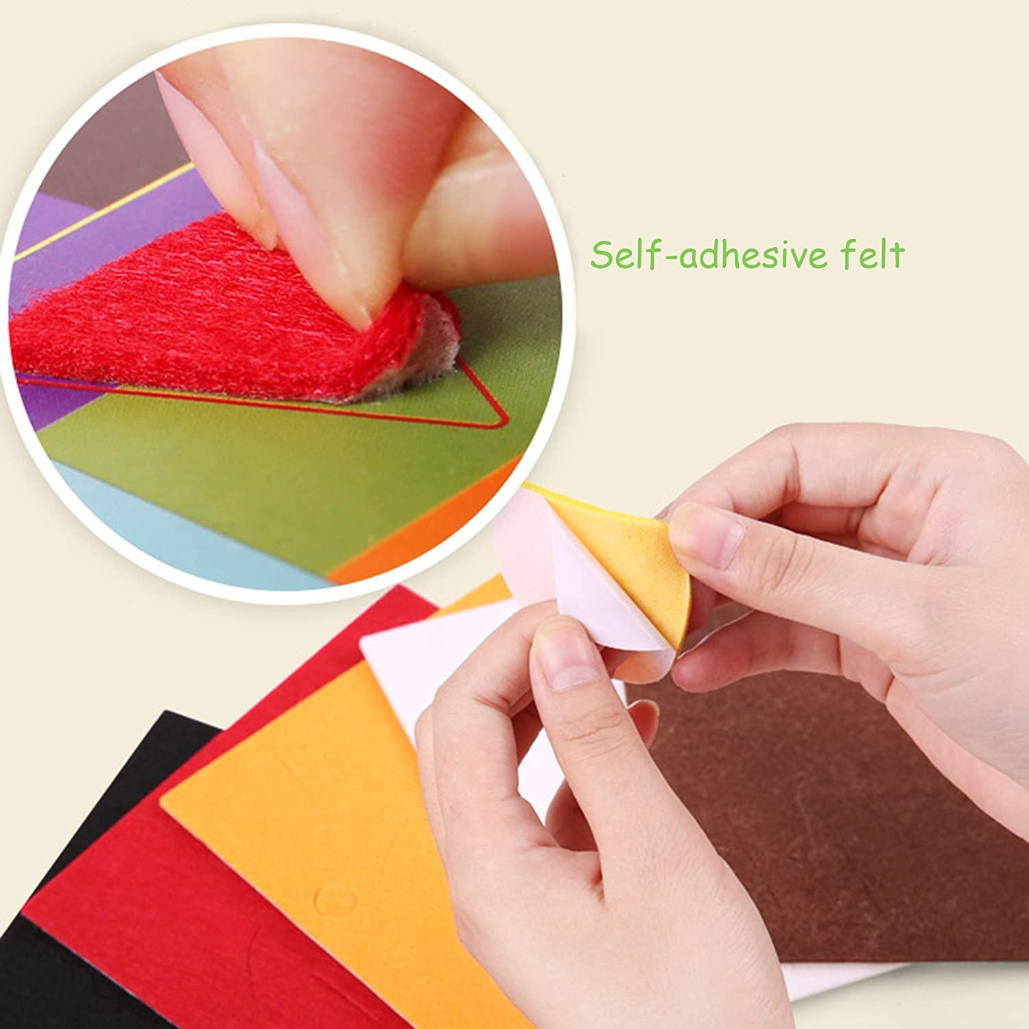 Mobee Fuzzy Felt Picture Sticky Mosaics 6 Templates DIY Craft Kits Art Training Sticker for Kids - Luckyermore