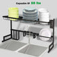 2 Tier Dish Rack, Above Sink Shelf, Weight Up to 88 pounds, W/Utensils Holder, Premium Stainless Steel, (Sink size<33.6in) Space Saver, for Bow, knife, Chopsticks, Space Organizer, Black