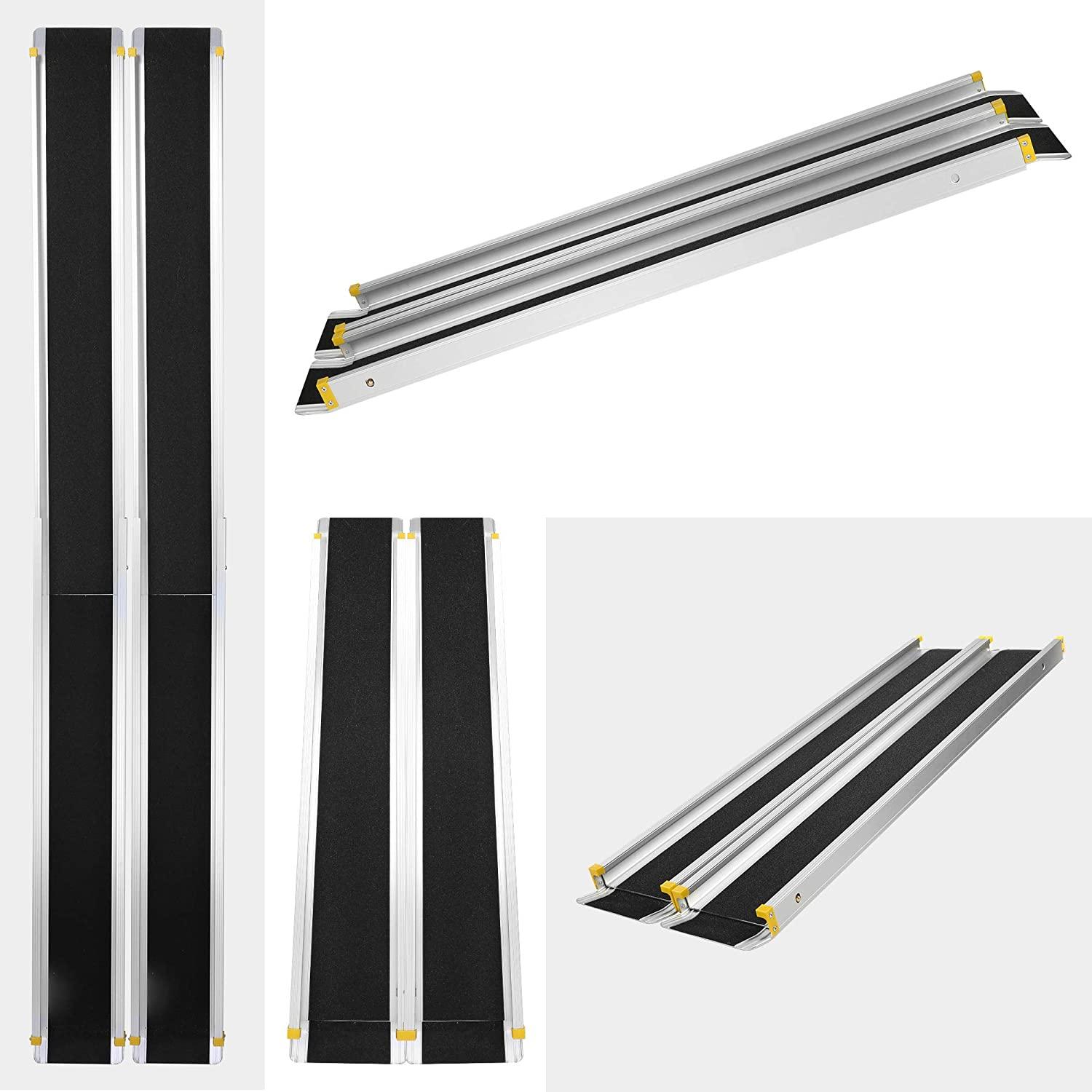 7ft Portable Ramp for Wheelchair Telescoping Aluminum Alloy Ramp with Anti-slip Surface
