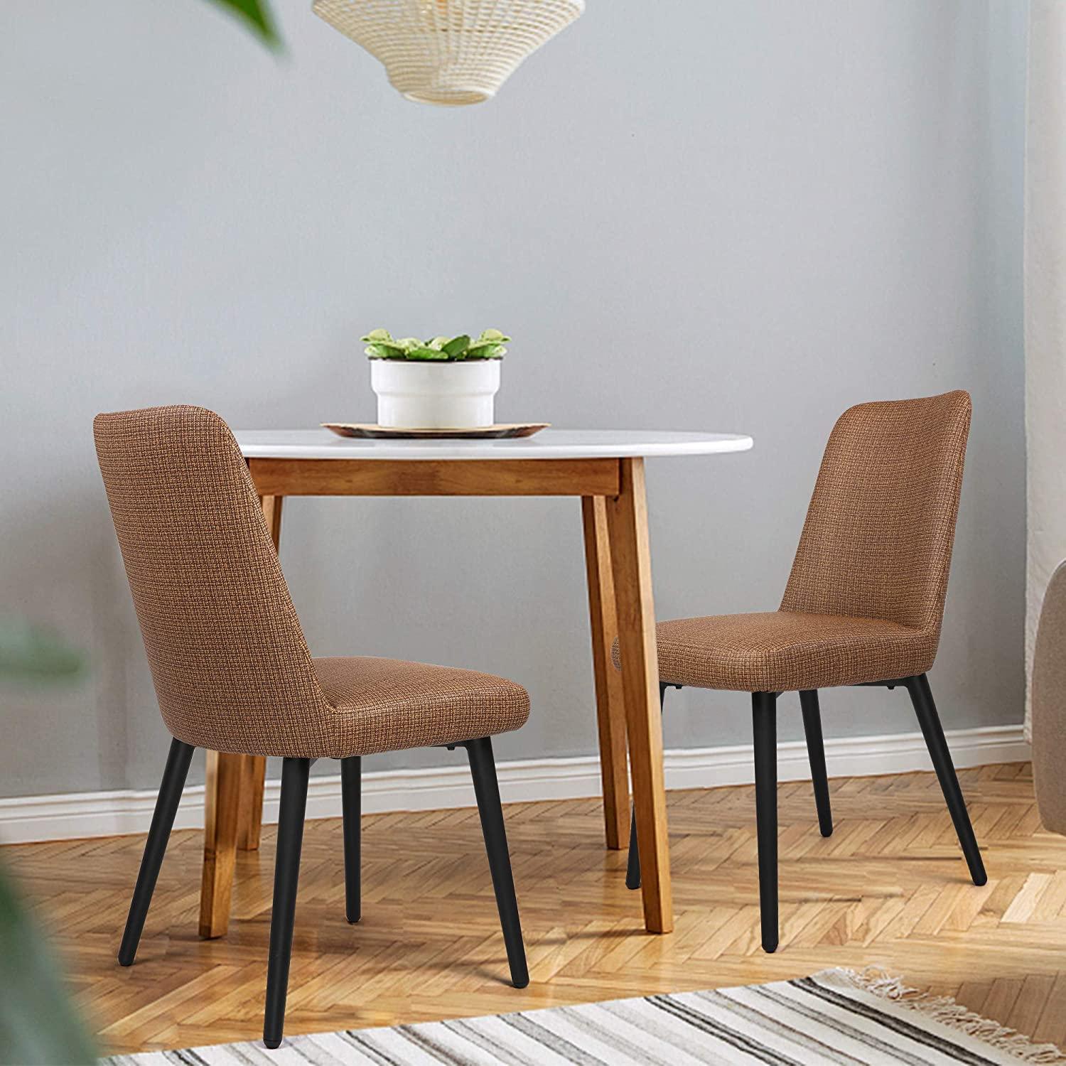 Elegant and Modern Dining Chair Set of 2, Metal Frame Comfortable and High Class Vinyl Seat, Water Repellent & Fire Retardant Suitable for Home and Restaurants, 400 lbs, Coffee - Luckyermore