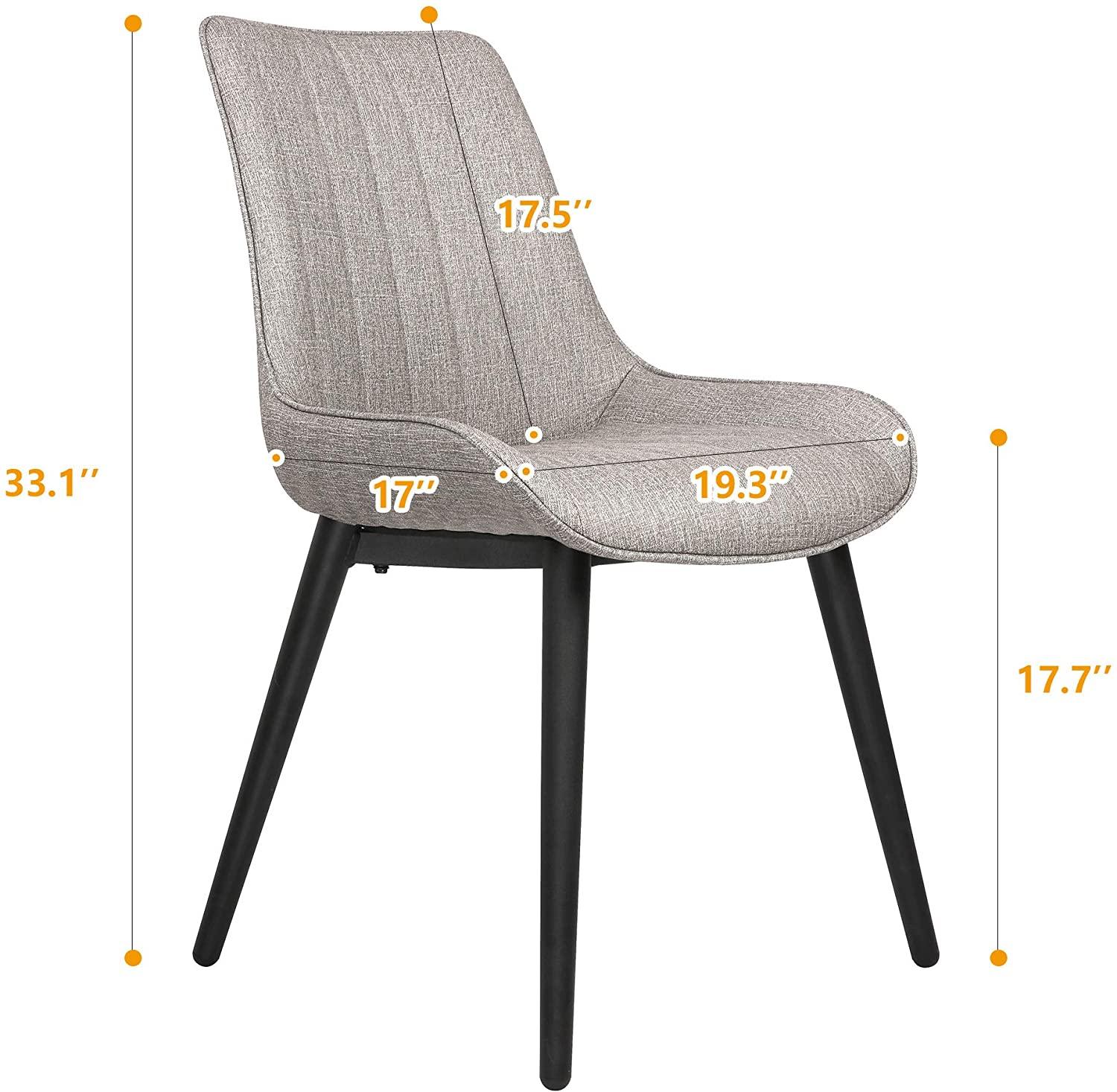 Elegant and Modern Dining Chair Set of 2, Metal Frame Comfortable and High Class Vinyl Seat, Water Repellent & Fire Retardant Suitable for Home and Restaurants, 400 lbs, Gray