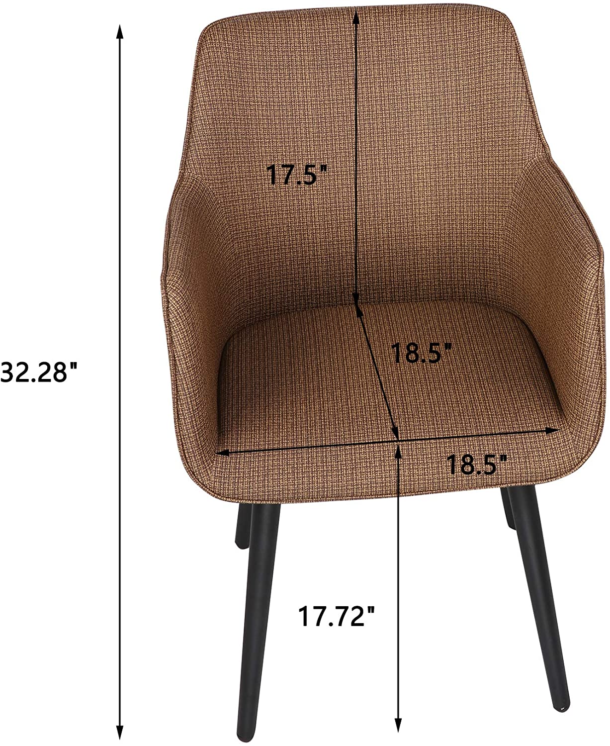 Elegant Italian Design Dining Chair, Metal Frame Armchair Set of 1, Comfortable and High Class Vinyl Seat Integrated in Ergonomic Stylish Frame, Dense Upholstered Foam, 400 lbs, Coffee