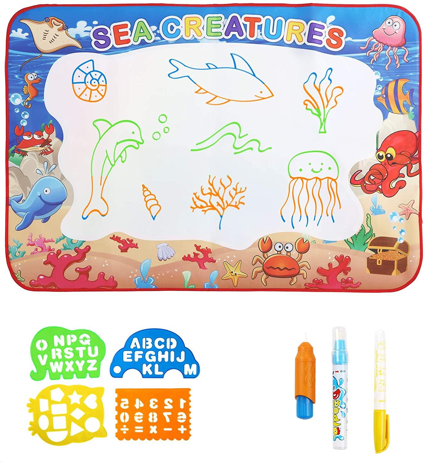 Water Doodle Mat 39 x 28 inches Water Colors Drawing Board for Children Educational Toys for Kids Boys Girls Age 3 4 5 6 7 8 Year Old