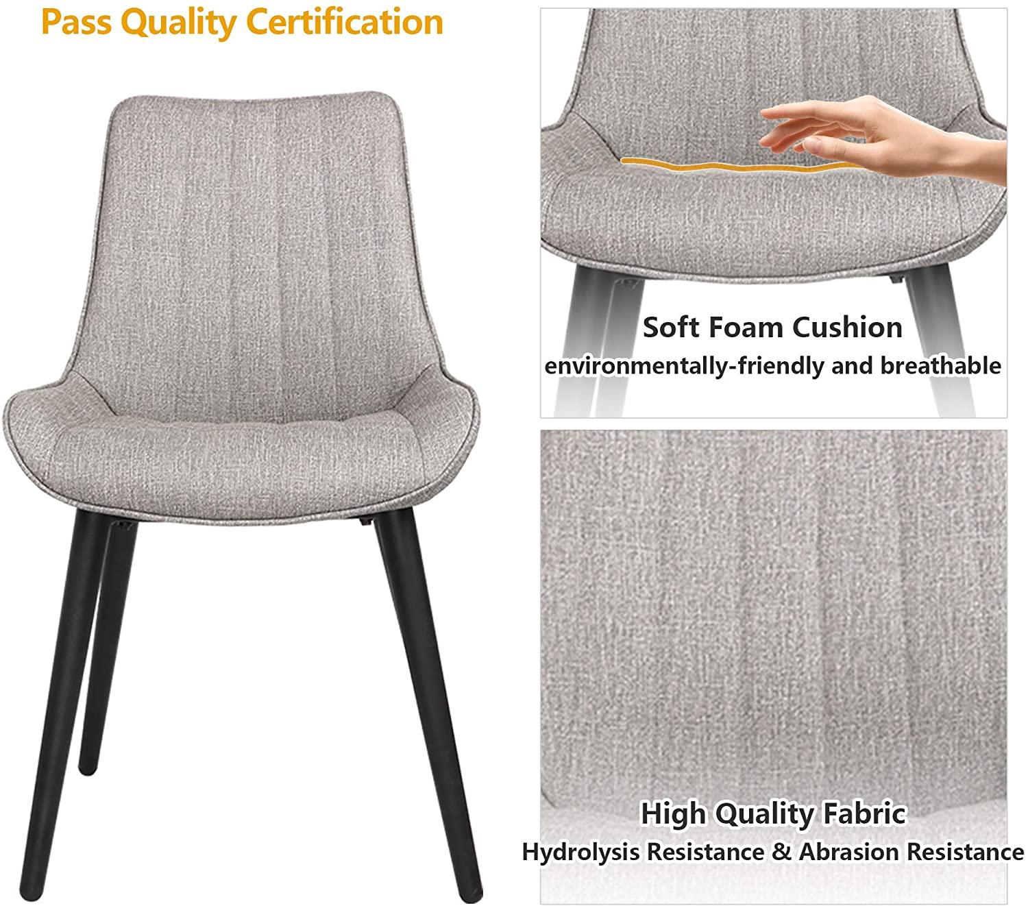 Elegant and Modern Dining Chair Set of 2, Metal Frame Comfortable and High Class Vinyl Seat, Water Repellent & Fire Retardant Suitable for Home and Restaurants, 400 lbs, Gray