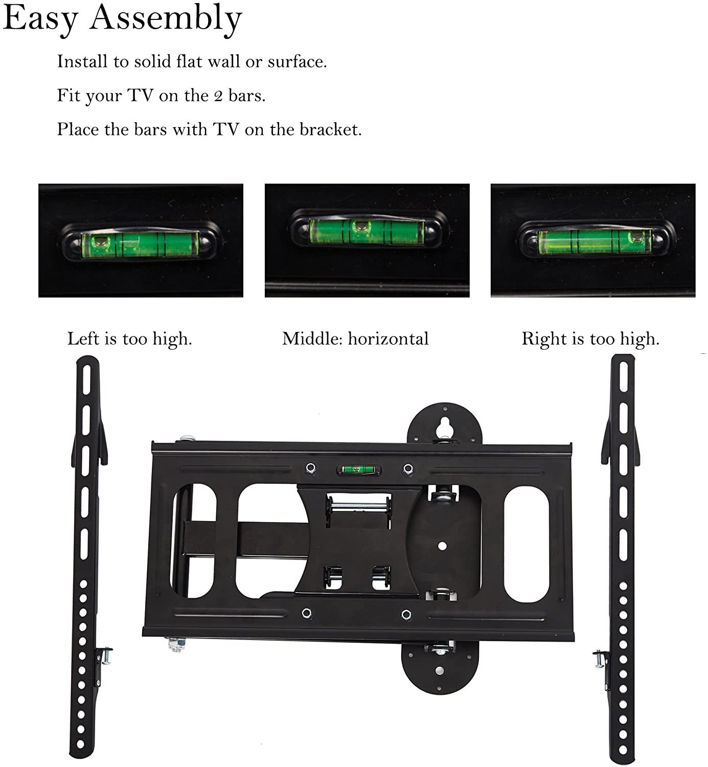 Full Motion TV Wall Mount for 23”-55” Flat Screen TVs, Monitor with Swivel Articulating Arms, up to VESA 400x400mm and 66 lbs
