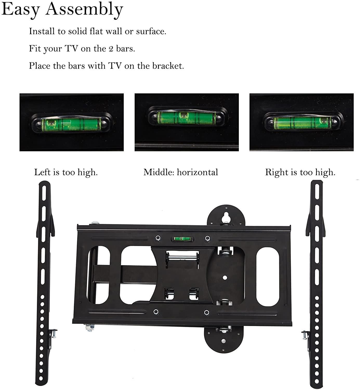 Full Motion TV Wall Mount for 23”-55” Flat Screen TVs, Monitor with Swivel Articulating Arms, up to VESA 400x400mm and 66 lbs - Luckyermore