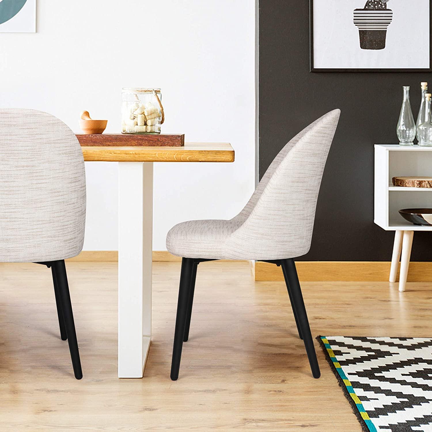 Elegant and Modern Dining Chair Set of 2, Metal Frame Comfortable and High Class Vinyl Seat, Water Repellent & Fire Retardant Suitable for Home and Restaurants, 400 lbs, White - Luckyermore