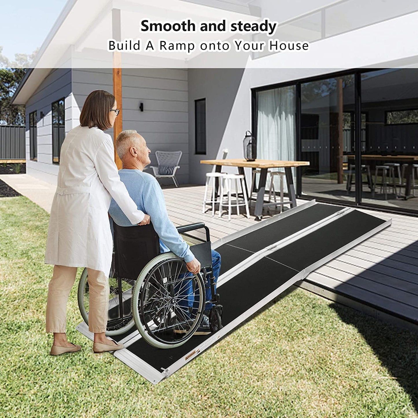 Portable Wheelchair Ramp 6Ft, Add to Your Independence, 600 LBS Capacity, Folding Aluminum Alloy Ramp, Portable Handles & Anti-Slip Carpet, for Doorways, Stairs, Mobility Scooter, Porch