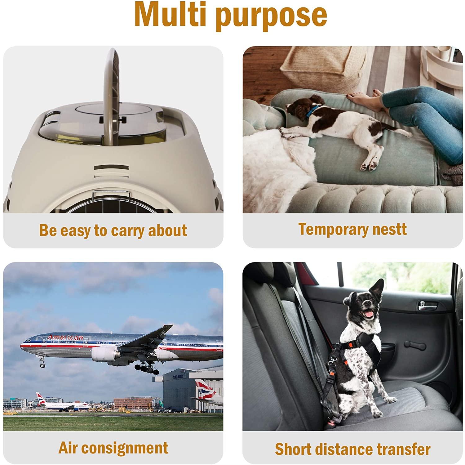 Pet Travel Cage Pet Hard-Side Carrier Plastic Pet Travel Kennel for Dog,Heavy Duty Dog Carrier Easy Assembly Pet Airline Box Portable Cage,Animal Carrier - Luckyermore