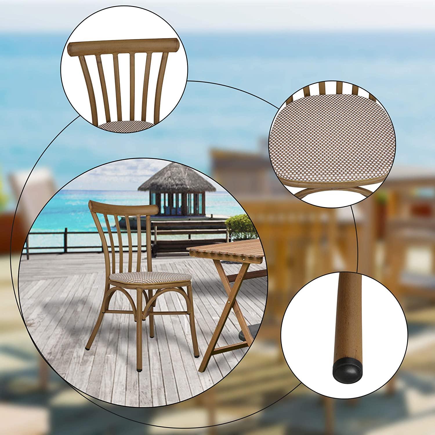 LUCKYERMORE Set of 2 Modern Dining Chairs with Aluminum Frame and Textile Fabric, Comb Back