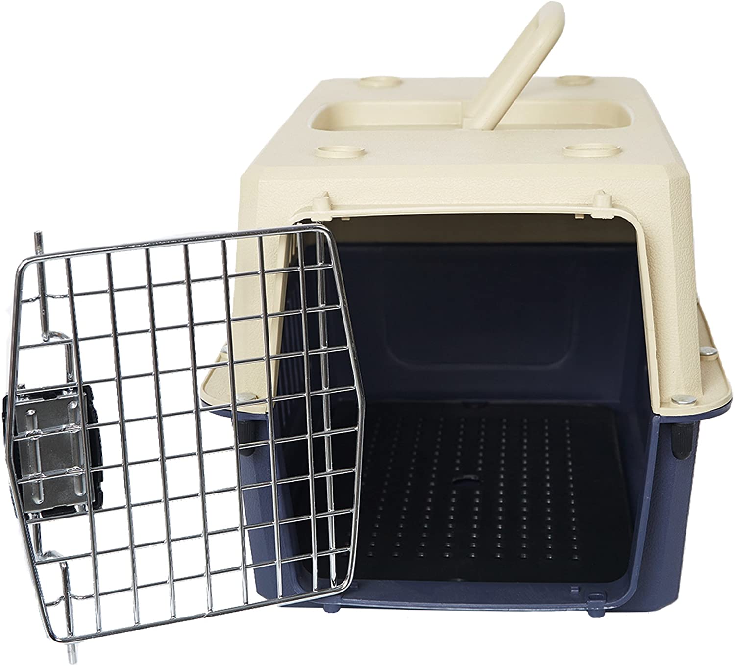 Small Plastic Cat & Dog Carrier Cage Blue Portable Pet Box Airline Approved Pet Kennel 16.5lbs Weight Capacity