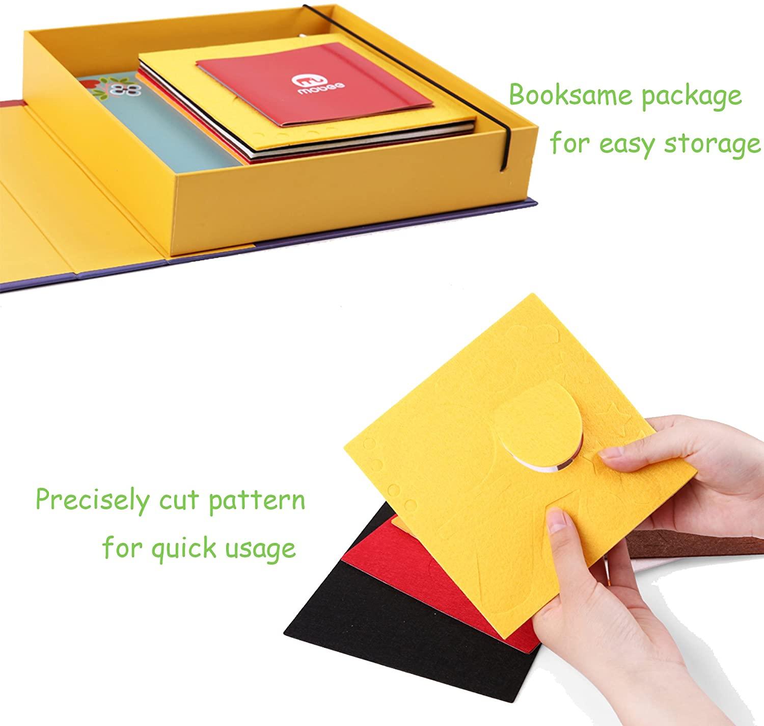 Mobee Fuzzy Felt Picture Sticky Mosaics 6 Templates DIY Craft Kits Art Training Sticker for Kids - Luckyermore