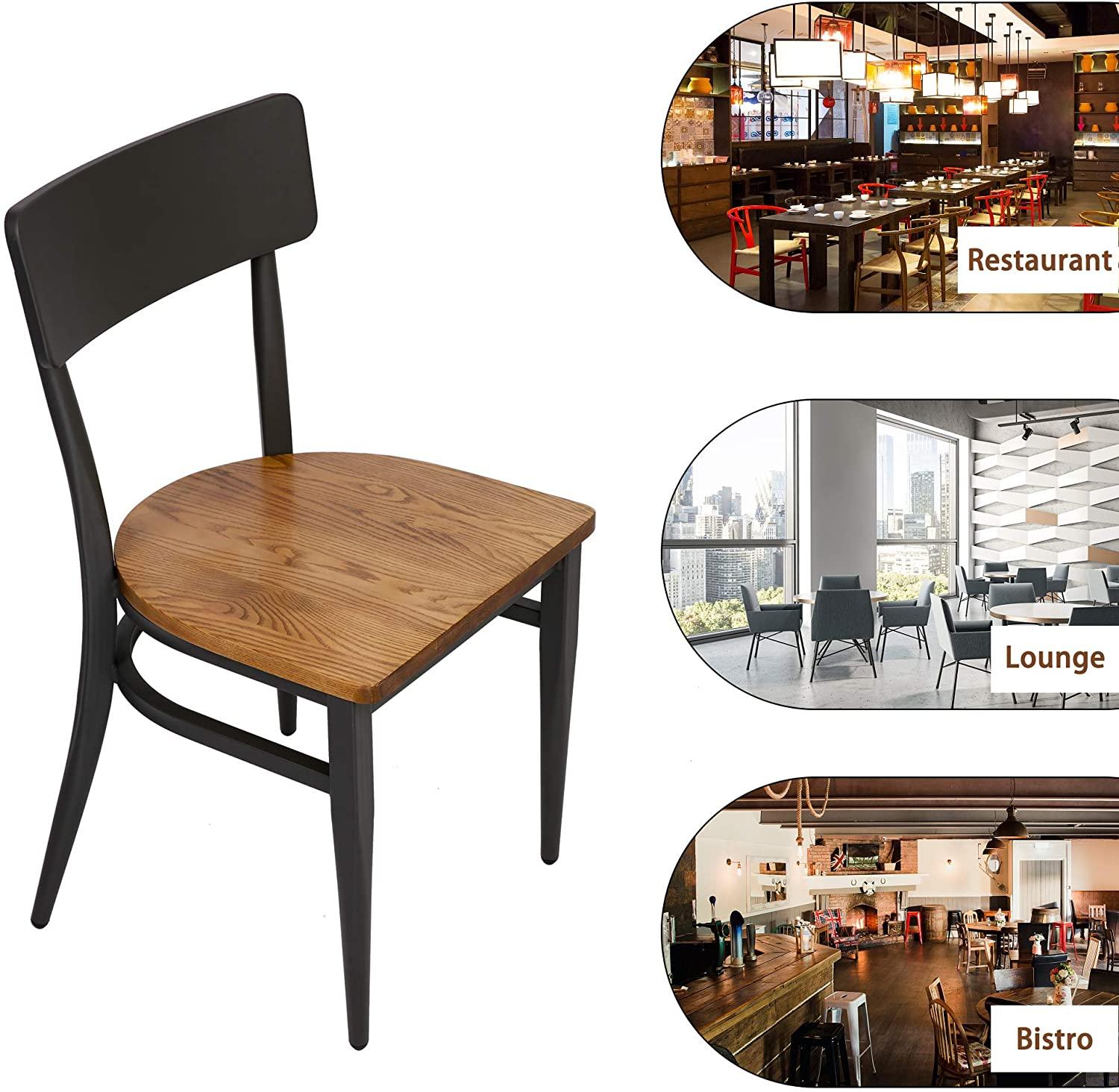 Set of 2 Mid-Century Wooden Dining Chairs Metal Solid Wood Kitchen Chair, Open π Back - Luckyermore