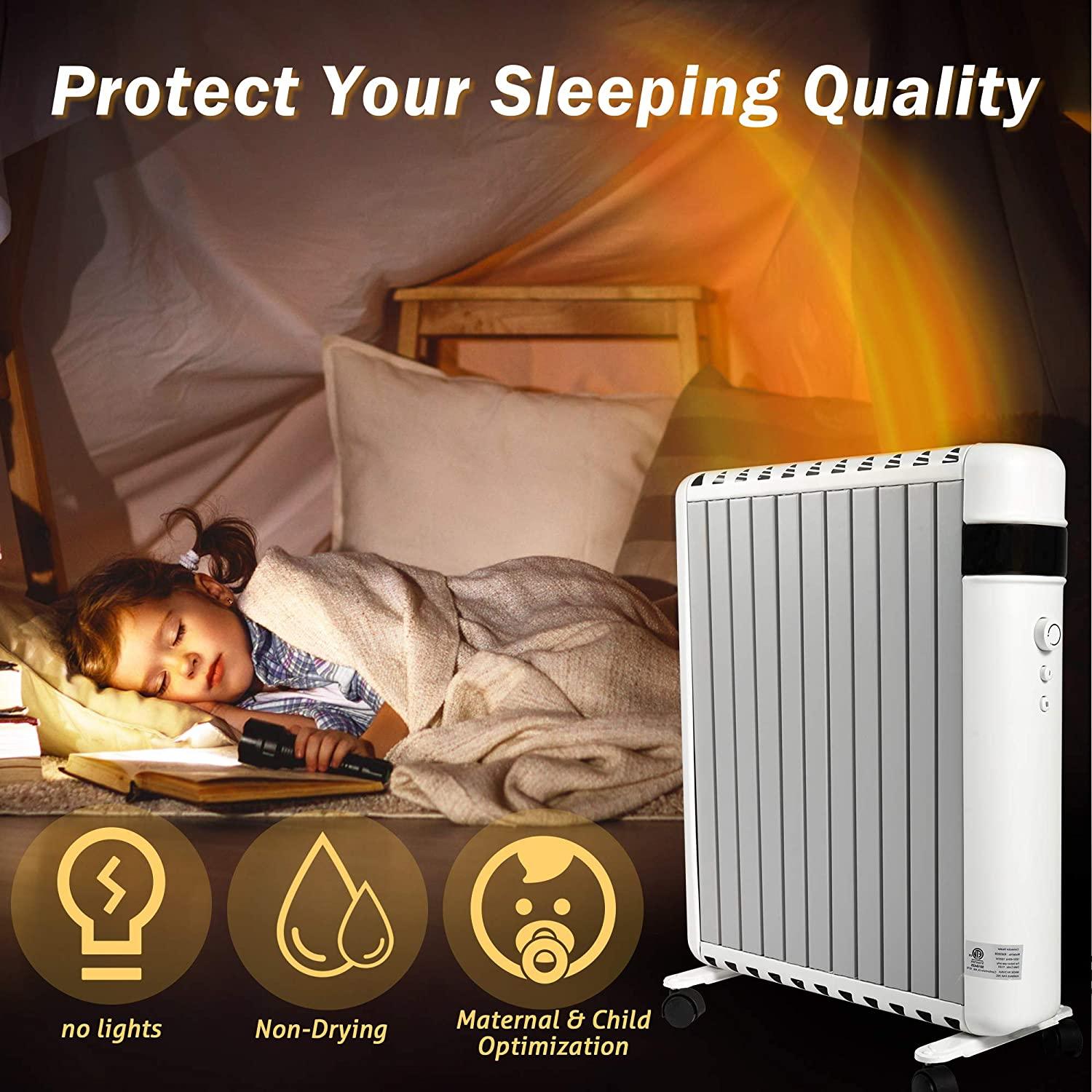 LUCKYERMORE 1500W Electric Space Heater with 2 Heat Modes and Movable Wheels Overheat Protection