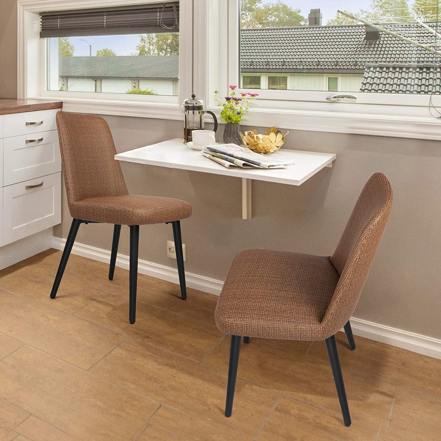 Elegant and Modern Dining Chair Set of 2, Metal Frame Comfortable and High Class Vinyl Seat, Water Repellent & Fire Retardant Suitable for Home and Restaurants, 400 lbs, Coffee - Luckyermore
