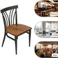 Set of 2 Kitchen Dining Chairs Wood Seat with Metal Legs Fully Assembled, Curve V Back