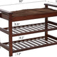 2-Tier Upholstered Bamboo Shoe Rack Bench 30" Entryway Shelf Organizer Storage Bench, Brown