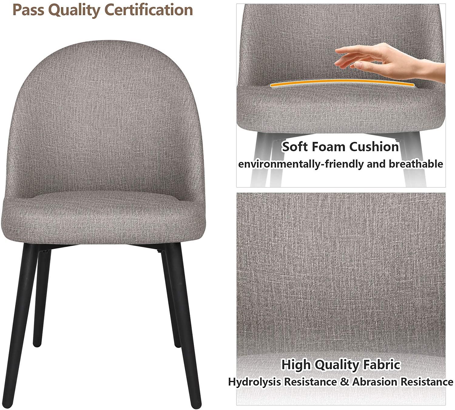 Elegant and Modern Dining Chair Set of 2, Metal Frame Comfortable and High Class Vinyl Seat, Water Repellent & Fire Retardant Suitable for Home and Restaurants, 400 lbs, Gray
