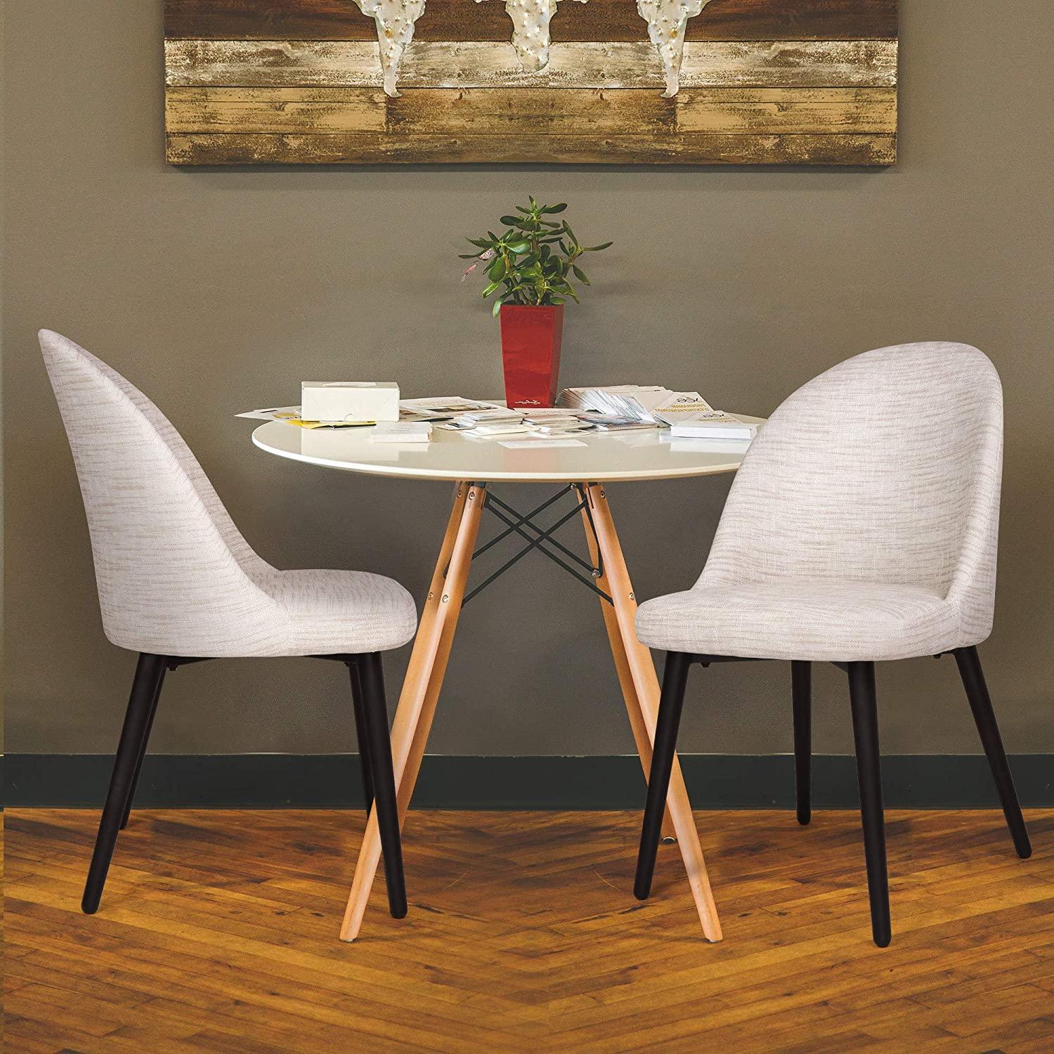 Elegant and Modern Dining Chair Set of 2, Metal Frame Comfortable and High Class Vinyl Seat, Water Repellent & Fire Retardant Suitable for Home and Restaurants, 400 lbs, White - Luckyermore