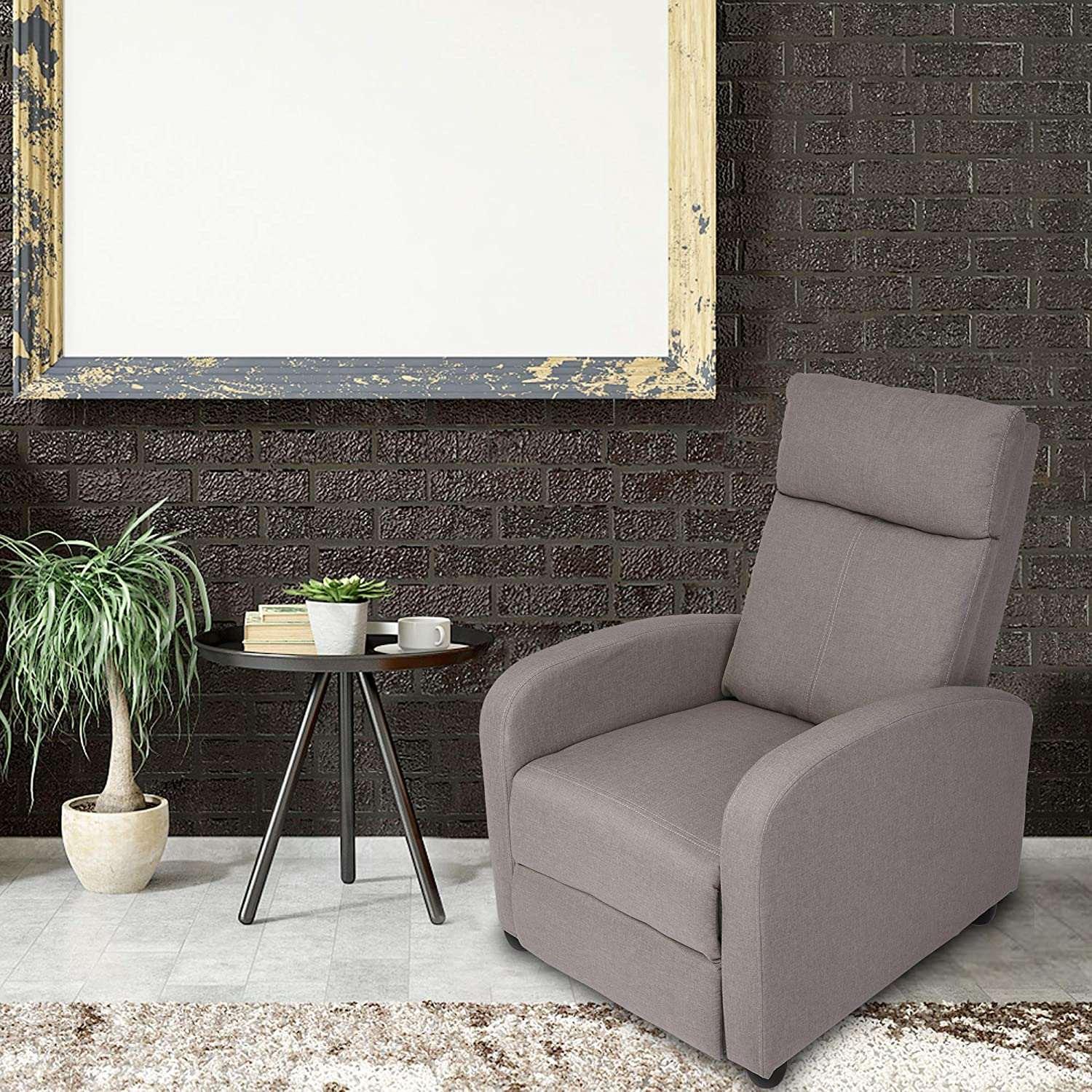 Adjustable Fabric Recliner Chair Ergonomic Recliner Sofa Easy Assemble Padded Seat Assemble w/Thick Cushion & Backrest Modern for Living Room Home Theater Bedroom