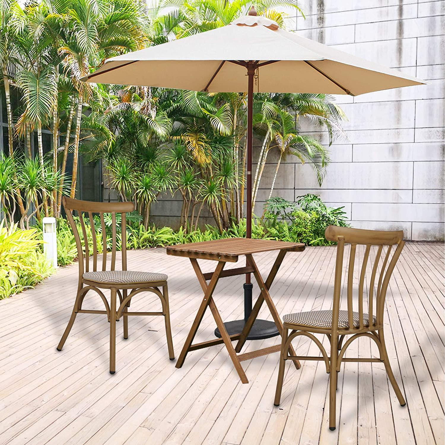 LUCKYERMORE Set of 2 Modern Dining Chairs with Aluminum Frame and Textile Fabric, Comb Back