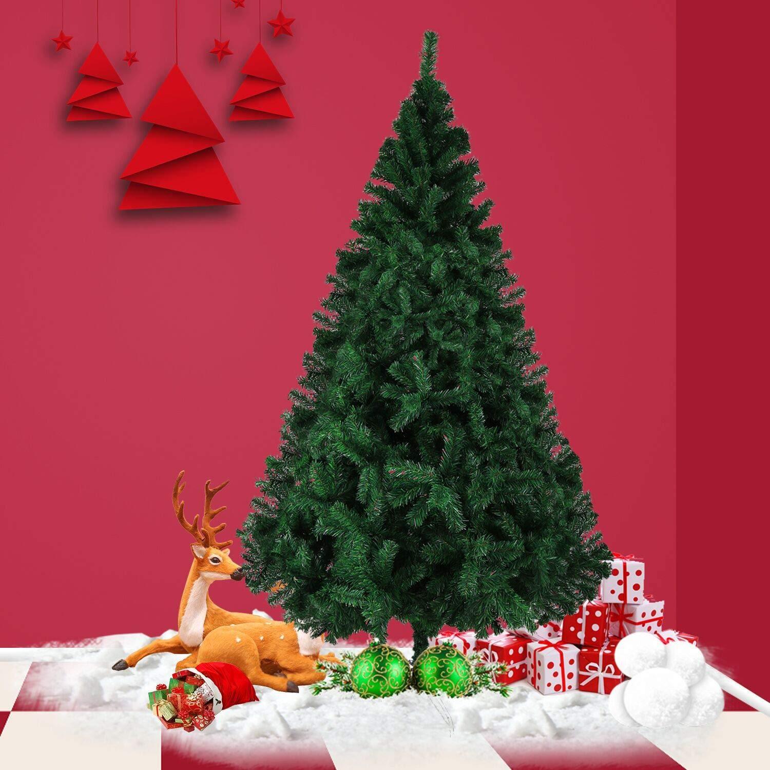 LUCKYERMORE 6ft Premium Spruce Artificial Christmas Tree with 800 Branch Tips Metal Stand, Green
