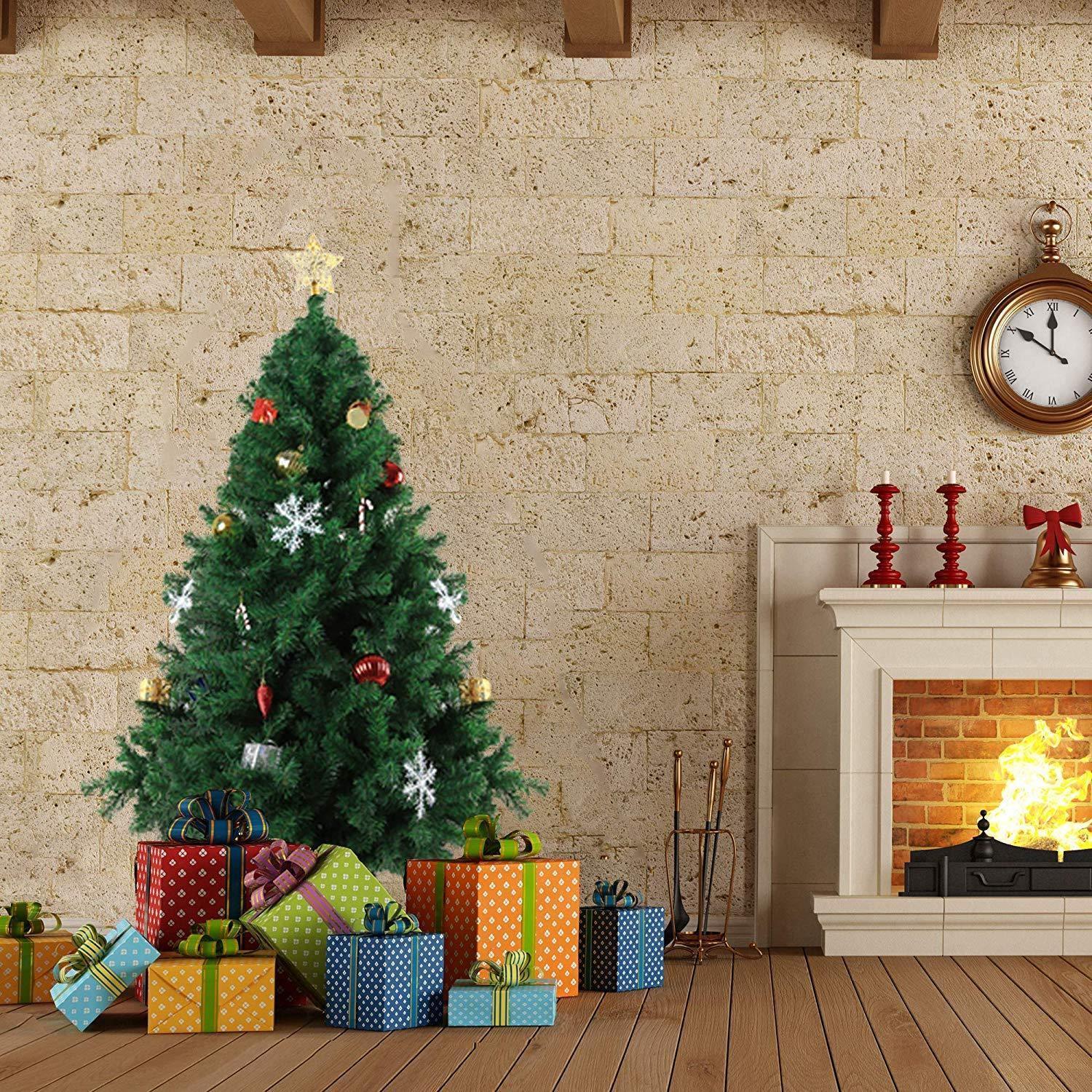 LUCKYERMORE 6ft Premium Spruce Artificial Christmas Tree with 800 Branch Tips Metal Stand, Green