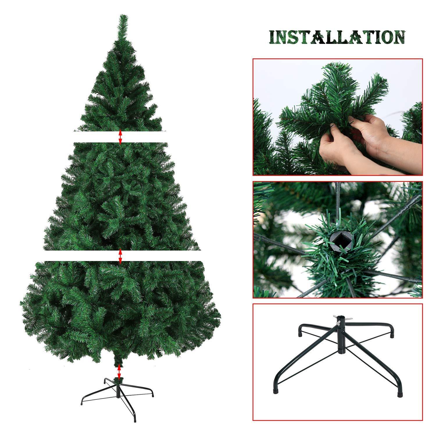 LUCKYERMORE 7.9ft Premium Spruce Artificial Christmas Tree with 1500 Branch Tips and Decoration, Green