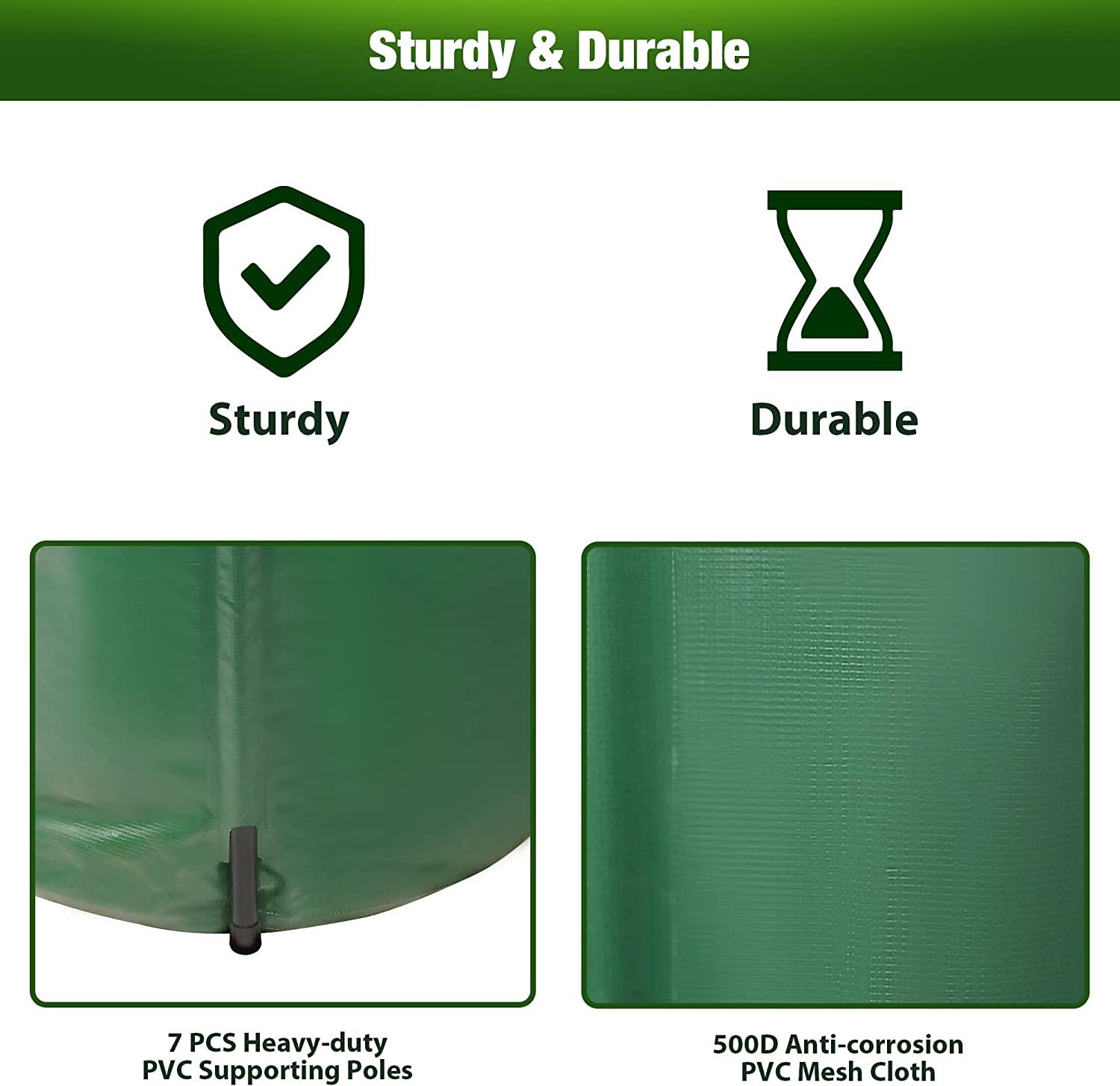 Rain Barrel Water Collector Rainwater Storage Container 100 Gallon, Green - Luckyermore
