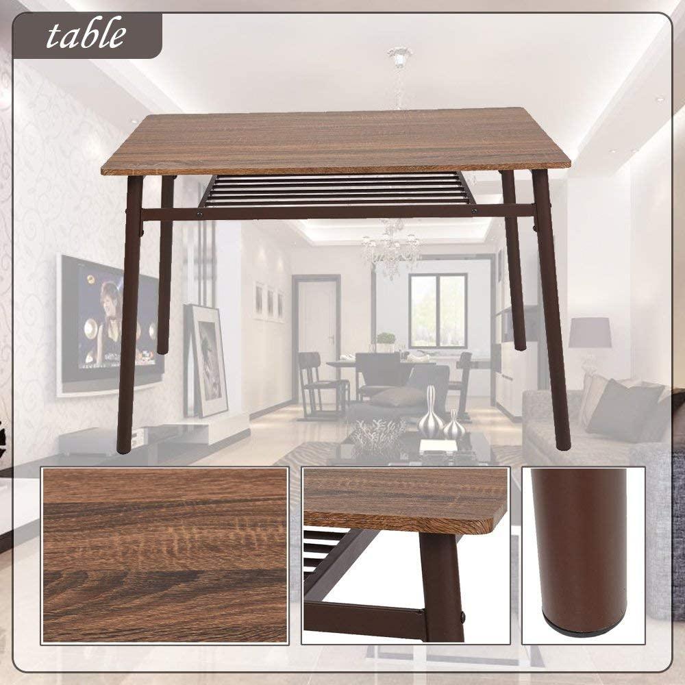 LUCKYERMORE 6 Piece Dining Table Set, 1 Dining Table 43.3" for 4-6 with 4 Dining Chairs and 1 Bench Compact Wooden Dinette, Wood Backrest